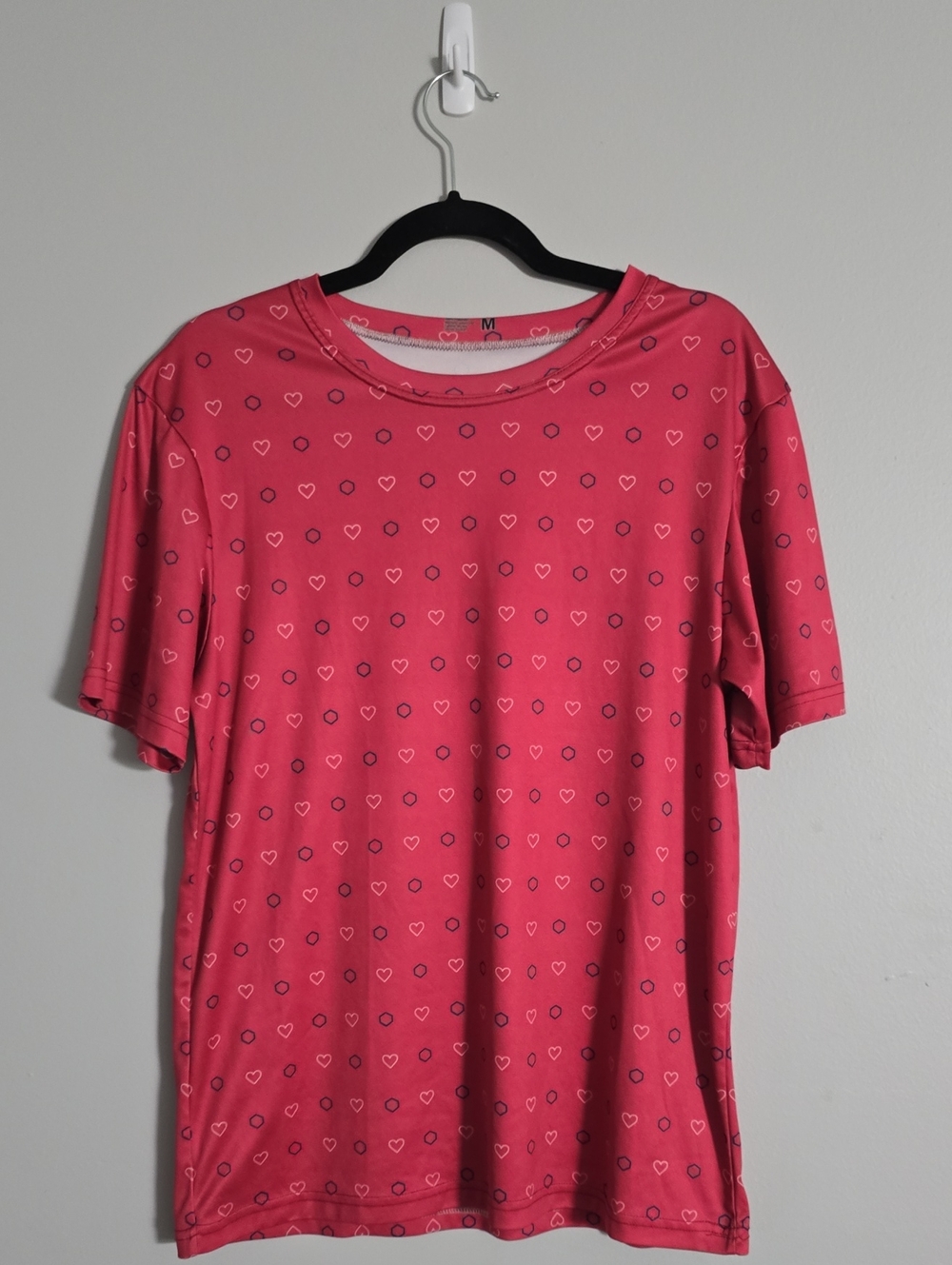 Men’s Red Heart-Print Short Sleeve Tee